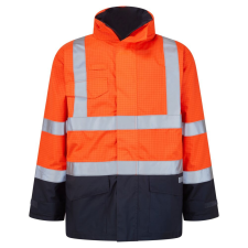 Portwest S779 Bizflame Hi-Vis lángálló esőkabát narancs-tengerészkék munkaruha