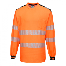 Portwest T185 PW3 Jól láthatósági hosszú ujjú póló narancs-fekete láthatósági ruházat