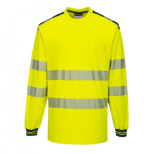 Portwest T185 PW3 Jól láthtósági hosszú ujjú póló sárga-sötétkék láthatósági ruházat