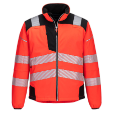 Portwest T402 Vision Hi-Vis softshell kabát piros-fekete láthatósági ruházat