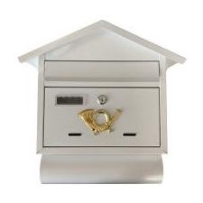  Postaláda álló újságcsővel (38x41cm) fehér, névtartóval(3490150) postaláda