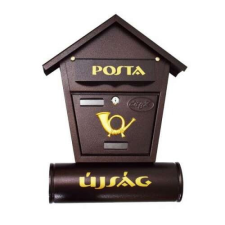 Postaláda újságtartóval, sötétbarna postaláda