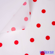 Pöttyös fólia tekercs 58cm x 10m - Fehér / Piros dekorációs kellék