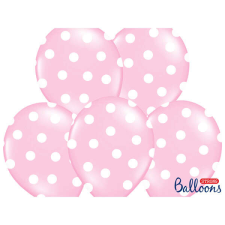 Pöttyös léggömb, 30cm, bébi pink színben, 5 db/cs party kellék