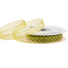  Pöttyös organza szalag 10mm x 20m - Teazöld dekorációs kellék