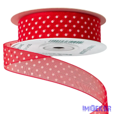  Pöttyös organza szalag 20mm x 20m - Piros dekorációs kellék