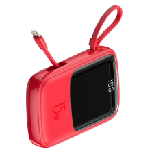  Powerbank: BASEUS QPow - piros power bank 10000 mAh, LED kijelzővel Lightning kábellel power bank