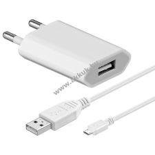 Powery Goobay USB hálózati adapter töltő + micro USB kábel 1m fehér 1A mobiltelefon kellék