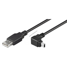 Powery Goobay USB kábel 2.0  mini USB 5pin - 90 fok - csatlakozóval 1,8m fekete kábel és adapter