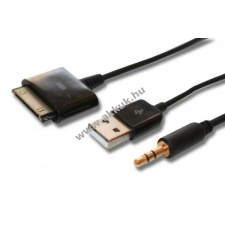 Powery USB adatkábel iPhone/iPod eszközökhöz - USB,- és 3,5mm jack csatlakozóval - fekete kábel és adapter