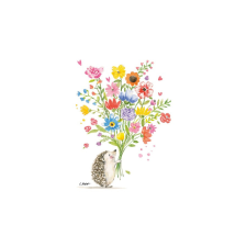 PPD.C133002536 Hedgehog with flowers papírszalvéta 33x33cm, 20db-os papírárú, csomagoló és tárolóeszköz