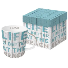 PPD Porcelánbögre dobozban 0,35l,Life is better bögrék, csészék