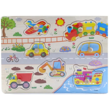 PRC Fogantyús fa puzzle, fogós puzzle, kirakó 30x23 cm - Járművek Nr2 puzzle, kirakós