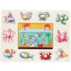PRC Fogantyús fa puzzle, fogós puzzle, kirakó 30x23 cm - Tengeri élővilág 2 az 1-ben