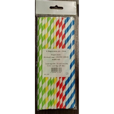 PRC Vegyes színű, csíkos 15024 6mmx200mm 25db/csomag papír szívószál party kellék