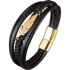 Predator Q1 bőr karkötő - arany toll 22cm A7004-7-2 (8596544005325) karkötő