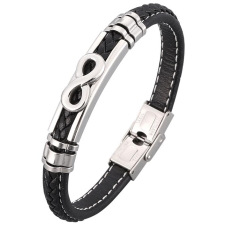 Predator Q1 bőr végtelen karkötő 20 cm - fekete (15361) karkötő