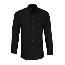 Premier Férfi ing Premier PR204 Men’S Long Sleeve Fitted poplin Shirt -L/XL, Black