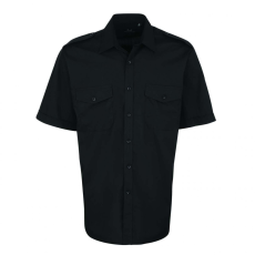 Premier Férfi ing Premier PR212 Men’S Short Sleeve pilot Shirt -2XL/3XL, Black