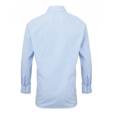 Premier Férfi ing Premier PR220 Men&#039;S Long Sleeve Gingham Cotton Microcheck Shirt -2XL, Light Blue/White férfi ing