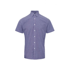 Premier Férfi ing Premier PR221 Men&#039;S Short Sleeve Gingham Cotton Microcheck Shirt -L, Navy/White férfi ing