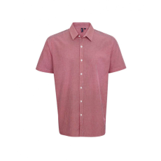 Premier Férfi ing Premier PR221 Men'S Short Sleeve Gingham Cotton Microcheck Shirt -M, Red/White