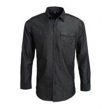 Premier Férfi ing Premier PR222 Men’S Jeans Stitch Denim Shirt -3XL, Black Denim férfi ing