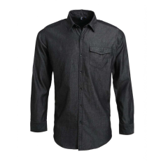Premier Férfi ing Premier PR222 Men’S Jeans Stitch Denim Shirt -XS, Black Denim