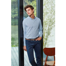 Premier Férfi ing Premier PR238 Men’S Cotton Rich Oxford Stripes Shirt -3XL, Oxford Blue férfi ing