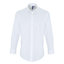 Premier Férfi ing Premier PR244 Men&#039;S Stretch-Fit Cotton poplin Long Sleeve Shirt -3XL, White férfi ing