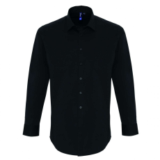 Premier Férfi ing Premier PR244 Men'S Stretch-Fit Cotton poplin Long Sleeve Shirt -XL, Black