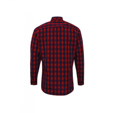 Premier Férfi ing Premier PR250 Mulligan&#039; Check - Men&#039;S Long Sleeve Cotton Shirt -L, Red/Navy férfi ing