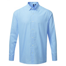 Premier Férfi ing Premier PR252 Maxton&#039; Check Men&#039;S Long Sleeve Shirt -2XL, Light Blue/White férfi ing