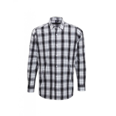 Premier Férfi ing Premier PR254 Ginmill' Check - Men'S Long Sleeve Cotton Shirt -L, Black/White