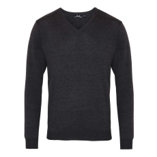 Premier Férfi Premier PR694 Men'S Knitted v-neck Sweater -3XL, Charcoal