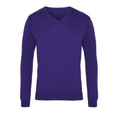 Premier Férfi Premier PR694 Men'S Knitted v-neck Sweater -4XL, Purple