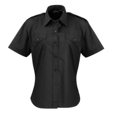 Premier Női blúz Premier PR312 Women'S Short Sleeve pilot Shirt -4XL, Black