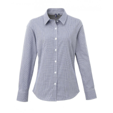 Premier Női blúz Premier PR320 Women&#039;S Long Sleeve Gingham Microcheck Shirt -XL, Navy/White blúz