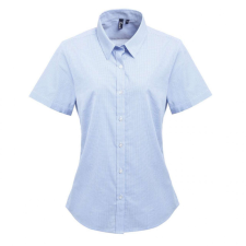 Premier Női blúz Premier PR321 Women&#039;S Short Sleeve Gingham Microcheck Shirt -2XL, Light Blue/White blúz