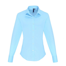 Premier Női blúz Premier PR344 Women&#039;S Stretch-Fit Cotton poplin Long Sleeve Shirt -XL, Pale Blue blúz