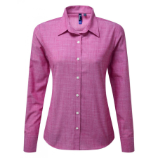 Premier Női blúz Premier PR345 Women&#039;S Cotton Slub Chambray Long Sleeve Shirt -S, Red blúz
