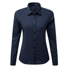 Premier Női blúz Premier PR352 Maxton' Check Women'S Long Sleeve Shirt -2XL, Steel/Black