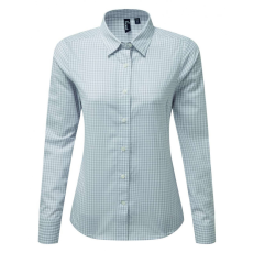 Premier Női blúz Premier PR352 Maxton' Check Women'S Long Sleeve Shirt -S, Silver/White