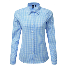 Premier Női blúz Premier PR352 Maxton' Check Women'S Long Sleeve Shirt -XS, Light Blue/White