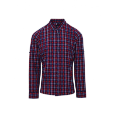 Premier Női blúz Premier PR356 Sidehill&#039; Check - Women&#039;S Long Sleeve Cotton Shirt -M, Navy/Red blúz