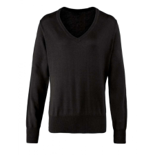 Premier Női Premier PR696 Women&#039;S Knitted v-neck Sweater -2XL, Black női pulóver, kardigán
