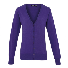Premier Női Premier PR697 Women'S Button-Through Knitted Cardigan -4XL, Purple