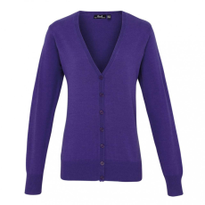 Premier Női Premier PR697 Women'S Button-Through Knitted Cardigan -5XL, Purple