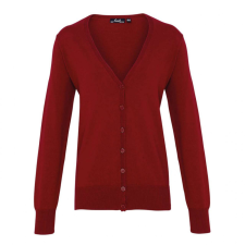 Premier Női Premier PR697 Women&#039;S Button-Through Knitted Cardigan -L, Burgundy női pulóver, kardigán