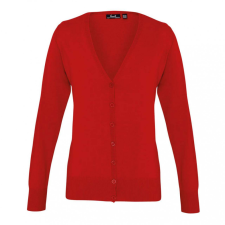 Premier Női Premier PR697 Women&#039;S Button-Through Knitted Cardigan -L, Red női pulóver, kardigán